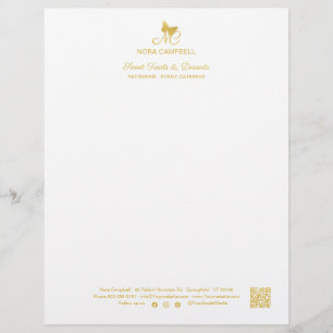 Papel Timbrado Ícones de Mídia Social do Código QR do Monograma d