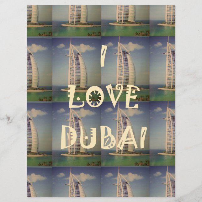 Papel Timbrado Iconic Dubai: design de Vetor "Eu Amo Dubai" (Frente)