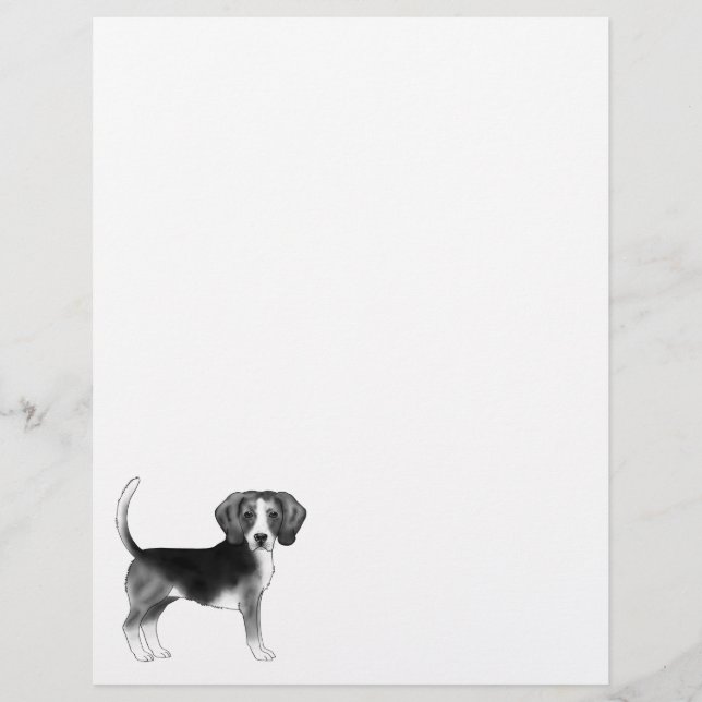 Papel Timbrado Ilustração Do Cão De Beagle Em Preto E Branco (Frente)