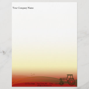Papel Timbrado Ilustração do trator do por do sol