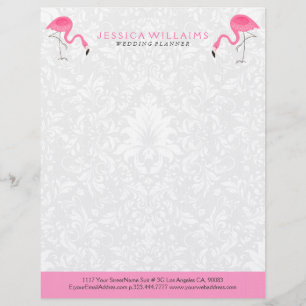 Papel Timbrado Ilustração Flamingo Cor-de-Rosa Quente