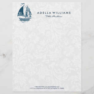 Papel Timbrado ilustração n.o 2 do marinho do barco à vela de ven