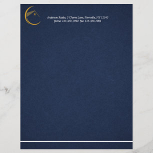 Papel Timbrado Imobiliária Azul Marinho Minimalista