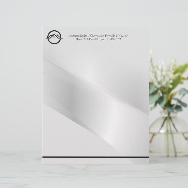 Papel Timbrado Imobiliária Prata Elegante (Em pé/Frente)