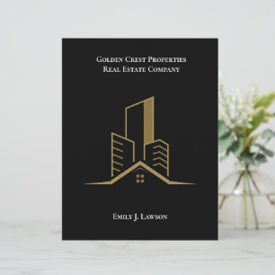 Papel Timbrado Imobiliário Preto e Dourado Realtor Personalizado