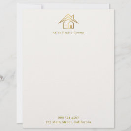 Papel Timbrado Imóveis Marfim e Ouro Modernos