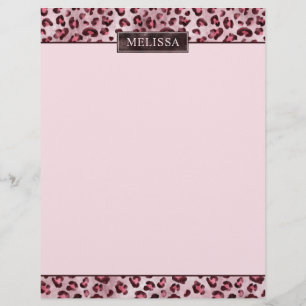 Papel Timbrado Impressão de Animal Leopardo Rosa Com Folha Falsa