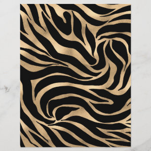 Papel Timbrado Impressão em Black Zebra Dourada Metálica Elegante