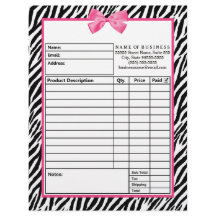 Impressão na moda da zebra com formulário de ordem