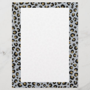 Papel Timbrado Impressão Preta-Leopardo-Preto com Lâmpada Doura