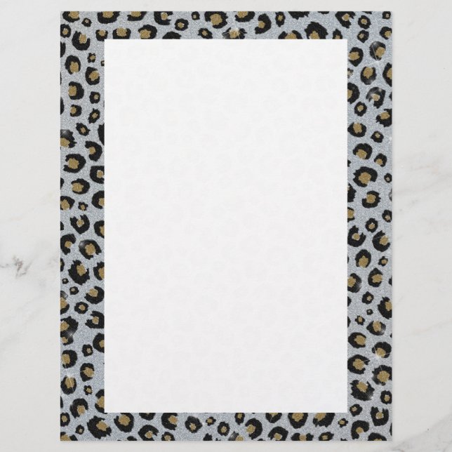 Papel Timbrado Impressão Preta-Leopardo-Preto com Lâmpada Dourada (Frente)