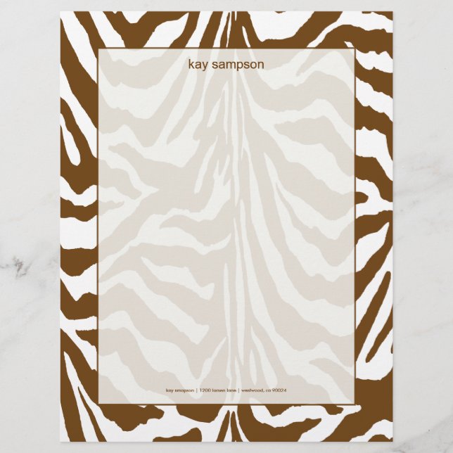 Papel Timbrado Impressão zebra, chocolate (Frente)