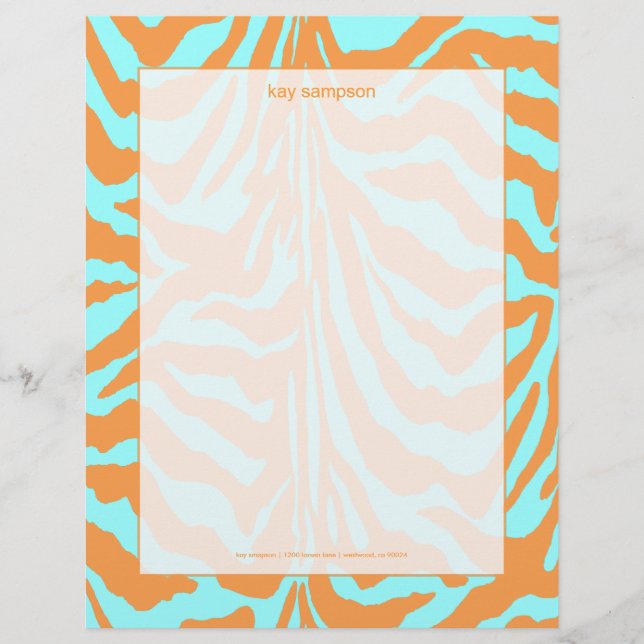 Papel Timbrado Impressão zebra, cores retrógradas (Frente)