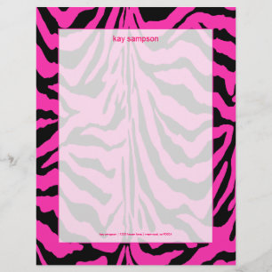 Papel Timbrado Impressão zebra, cores retrógradas fuschia + pre