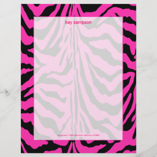 Papel Timbrado Impressão zebra, cores retrógradas fuschia + preto