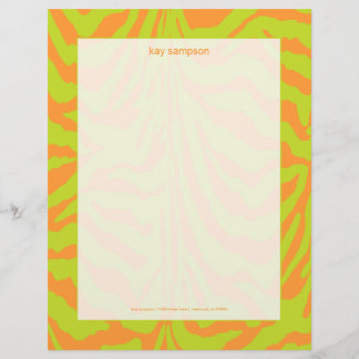 Papel Timbrado Impressão zebra, cores retrógradas verde limão + l