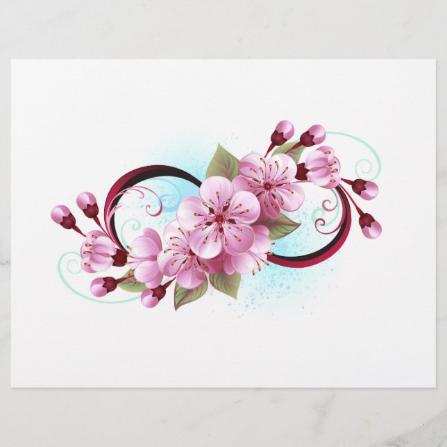Papel Timbrado Infinidade com Flores de Flor Sakura (Frente)
