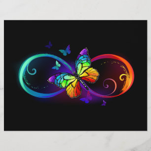 Papel Timbrado Infinidade vibrante com borboleta arco-íris em pre