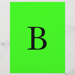 Papel Timbrado Iniciais de Monograma Neon Green Brilhante Colorid