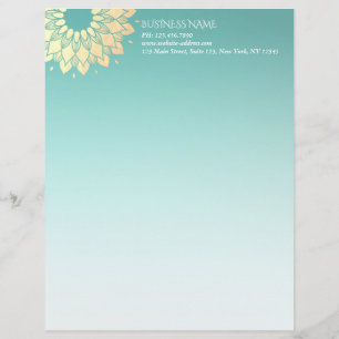 Papel Timbrado Instrutor de Meditação Yoga Dourado Flores Mandala