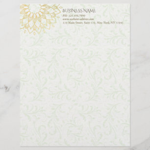 Papel Timbrado Instrutor de Meditação Yoga Dourado Flores Mandala