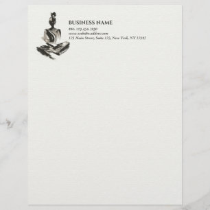 Papel Timbrado Ioga Instrutor Lotus Meditation Pose Brushstrokes