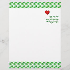 Papel Timbrado Irish Love Shamrock com o coração vermelho Letreir