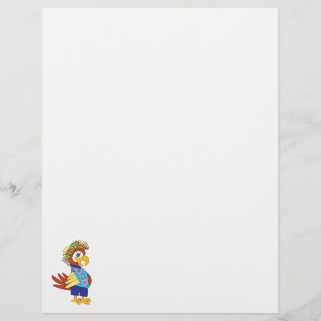 Papel Timbrado "Island Parrot" Personalizado Letterhead (Frente)