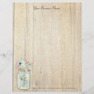 Papel Timbrado Jardim rústico de madeira do frasco de pedreiro d