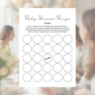 Papel Timbrado Jogo de Bingo de Presentes para Chás de Bebê