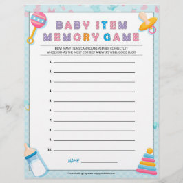 Papel Timbrado Jogo de Memória de Item Bebê [Baby Basics Blue]