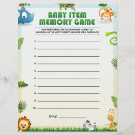 Papel Timbrado Jogo de Memória de Item Bebê [Tema Animal]