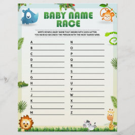 Papel Timbrado Jogo do Chá de fraldas Race do Nome do Bebê [Tema 