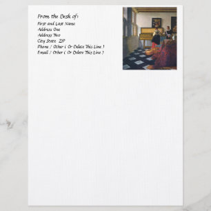 Papel Timbrado Johannes Vermeer's The Music Lesson (cerca de 1663