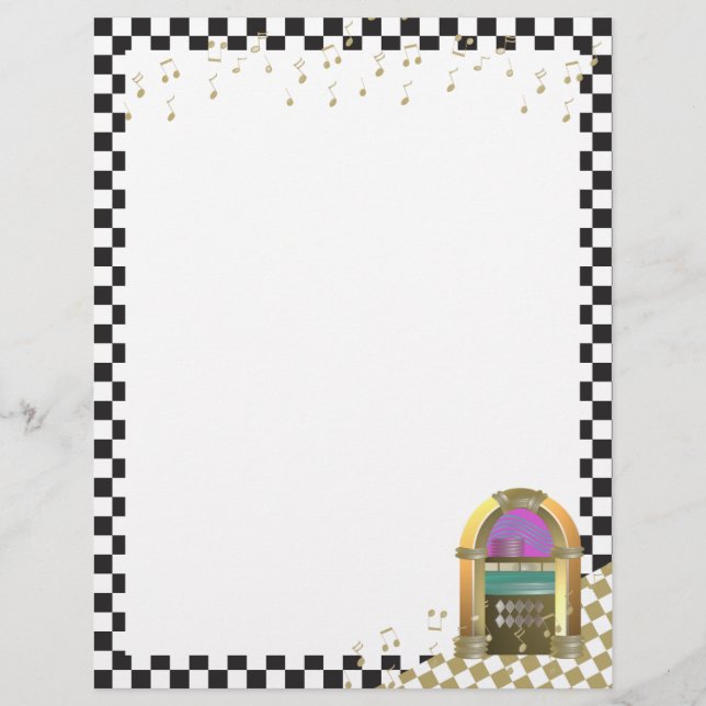 Papel Timbrado Jukebox e Music Notes Letterhead (Frente)