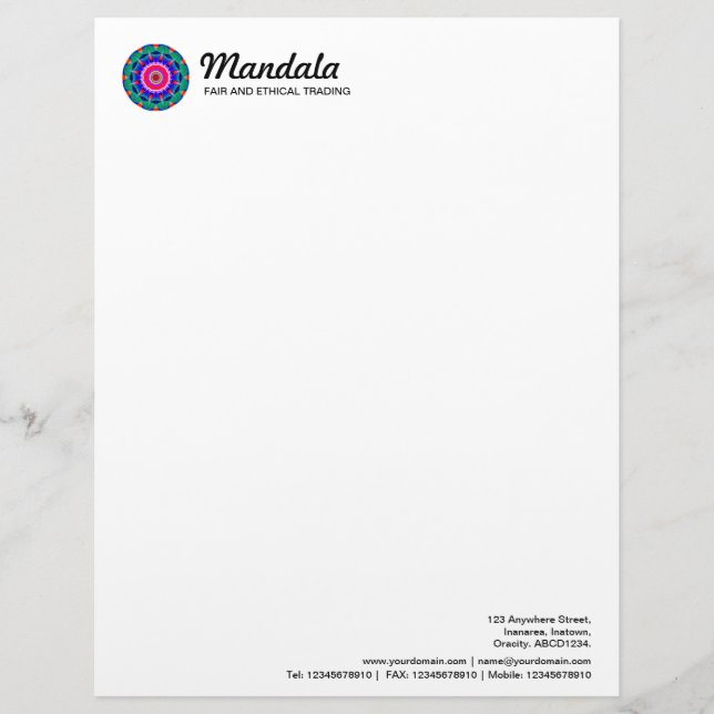 Papel Timbrado Kaleidoscópico Mandala (Frente)