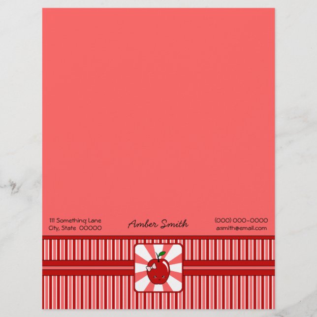 Papel Timbrado Kawaii Apple (Rapariga) (Frente)