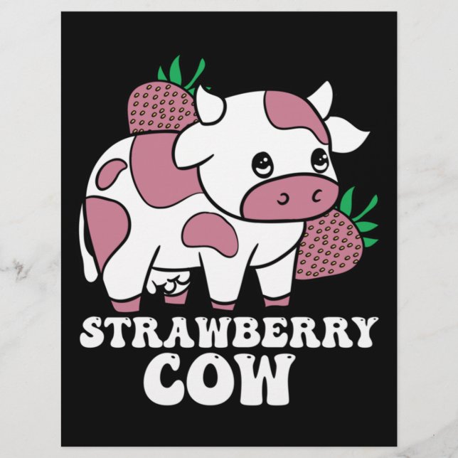 Papel Timbrado Kawaii Strawberry Cow Fazenda (Frente)