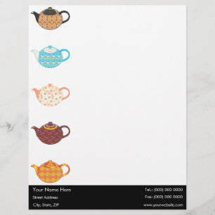 Papel Timbrado Kettles de chá multicoloridos