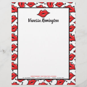 Papel Timbrado Lábios vermelhos Beija Lipstick e Distribuidor de 