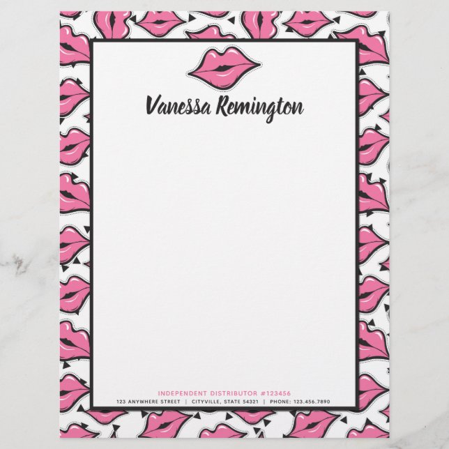Papel Timbrado Lábios vermelhos Beija Lipstick e Distribuidor de  (Frente)