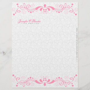 Papel Timbrado Lace Floral Da Vintage, Cor-De-Rosa E Branco, Eleg