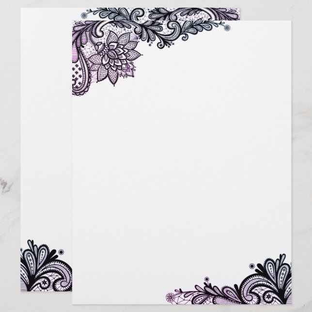 Papel Timbrado Lace Floral Elegante (Frente/Verso)