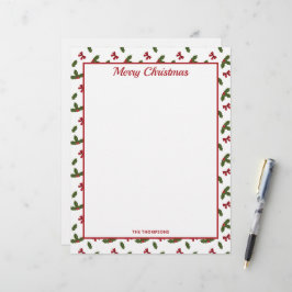 Papel Timbrado Laços Vermelhos E Plantas De Azevinho De Natal Pad