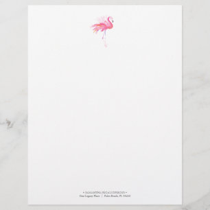 Papel Timbrado Lanterna Flamingo, Cor-de-rosa-branca