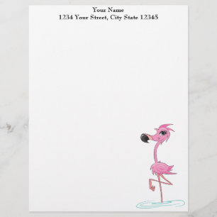 Papel Timbrado Lanterna personalizada Flamingo cor-de-rosa