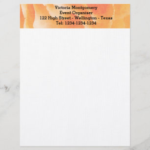 Papel Timbrado Laranja Flor Aquarela Letreiro