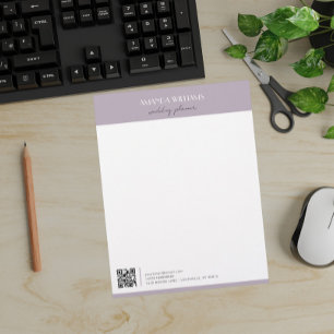 Papel Timbrado Lavanda de código QR profissional clássico