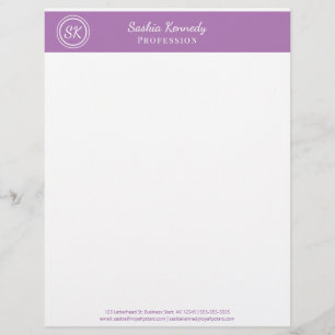 Papel Timbrado Lavanda Professional Monogramas Elegante