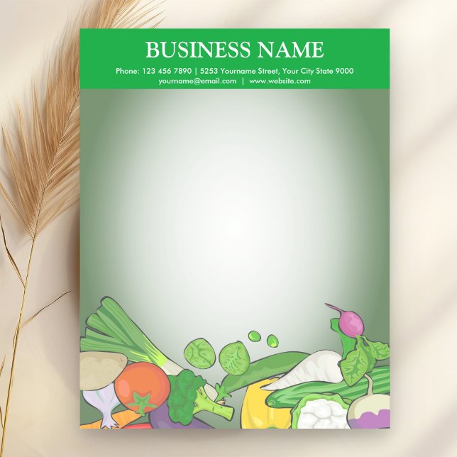 Papel Timbrado Legumes Coloridos | Loja de Comestíveis (Criador carregado)